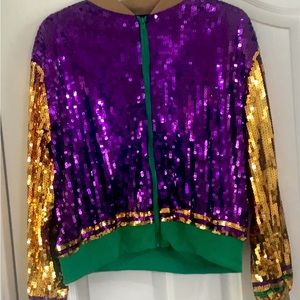 Mardi Gras cropped sequin jacket